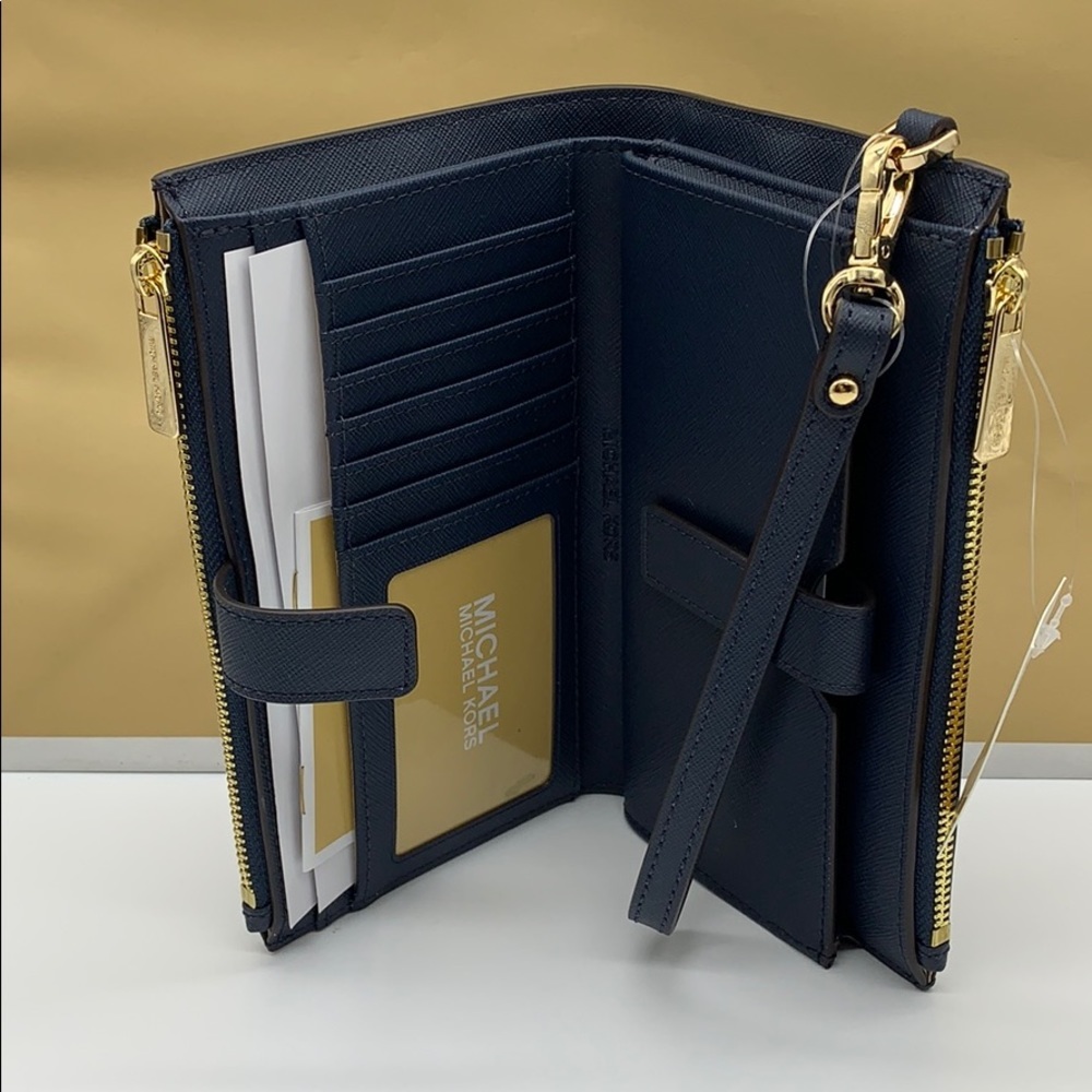 MICHAEL KORS LG DOUBLE ZIP WRISTLET NAVY - Picture 12 of 16